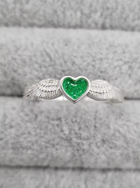 ANGEL WING HEART 925 SILVER RING