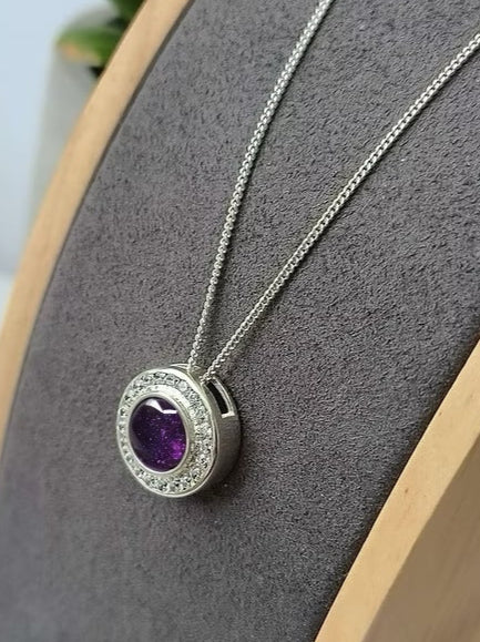 CZ HALO FLOATING NECKLACE 925 SILVER