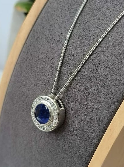 CZ HALO FLOATING NECKLACE 925 SILVER