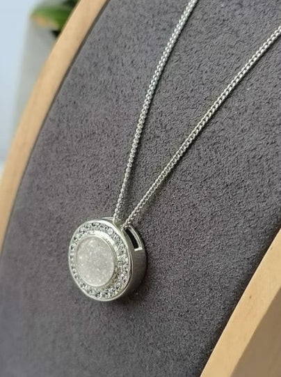 CZ HALO FLOATING NECKLACE 925 SILVER