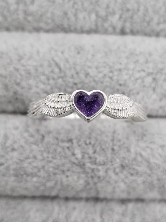 ANGEL WING HEART 925 SILVER RING