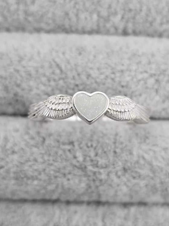 ANGEL WING HEART 925 SILVER RING