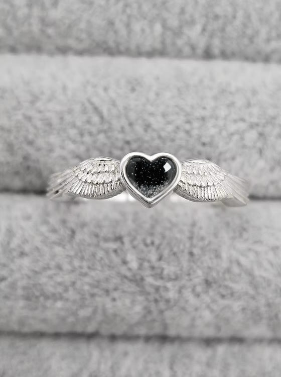 ANGEL WING HEART 925 SILVER RING