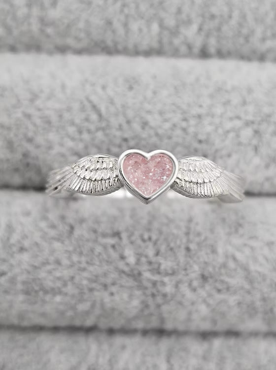ANGEL WING HEART 925 SILVER RING