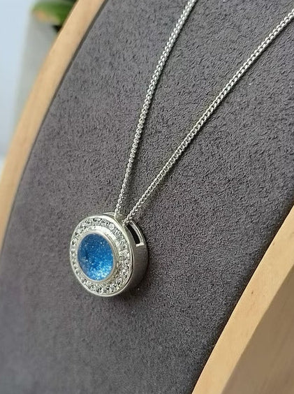 CZ HALO FLOATING NECKLACE 925 SILVER