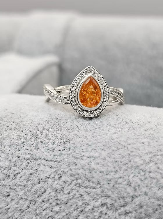 CRISS CROSS PEAR CZ 925 SILVER RING