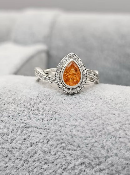 CRISS CROSS PEAR CZ 925 SILVER RING