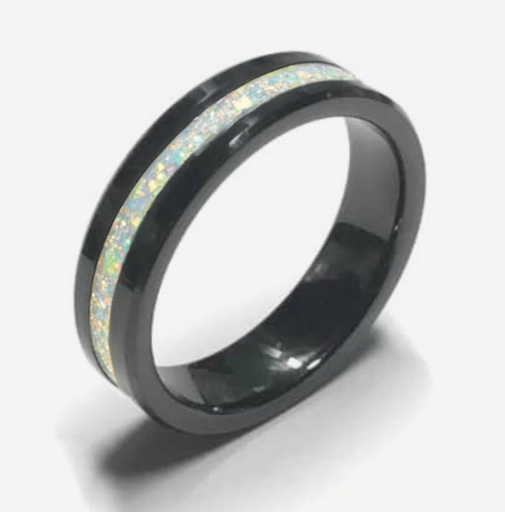 8MM BLACK CERAMIC RING
