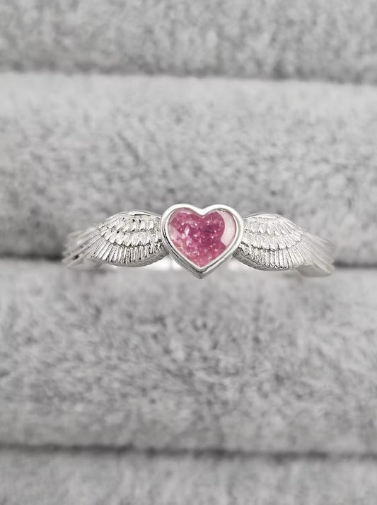 ANGEL WING HEART 925 SILVER RING