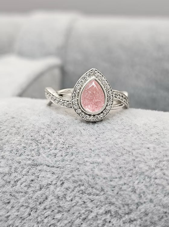 CRISS CROSS PEAR CZ 925 SILVER RING