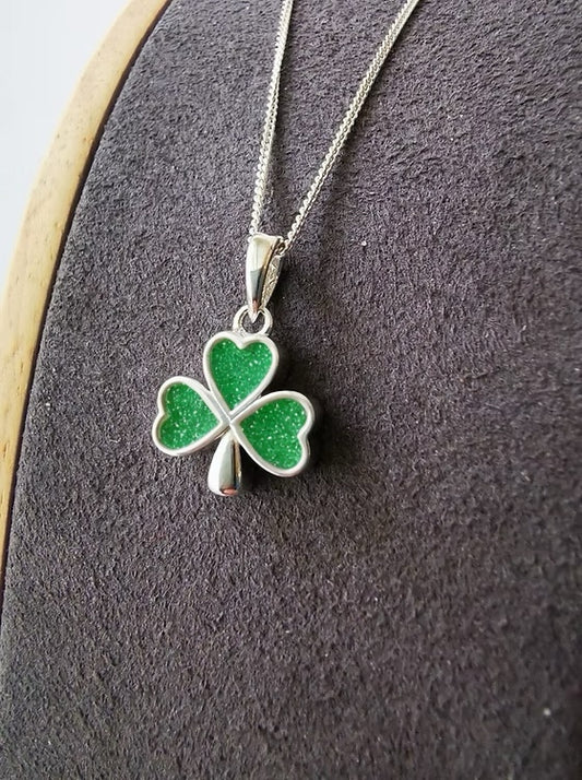 SHAMROCK NECKLACE 12MM 925 SILVER