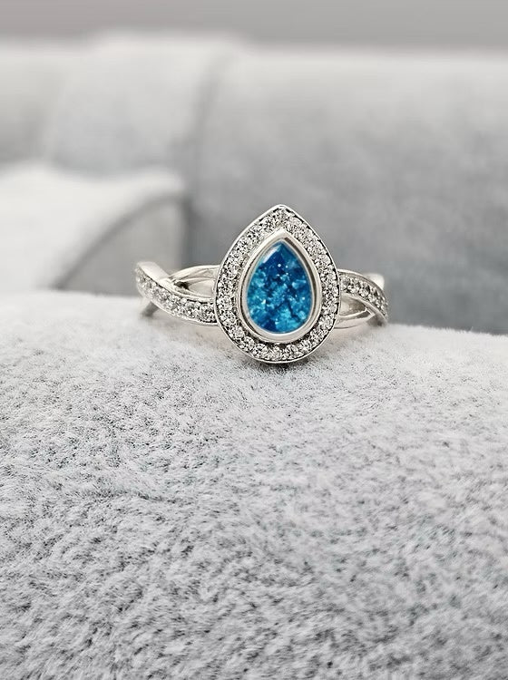 CRISS CROSS PEAR CZ 925 SILVER RING