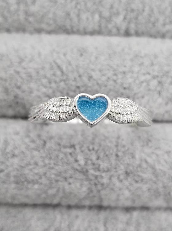 ANGEL WING HEART 925 SILVER RING